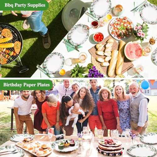 Christmas Flower Oval Paper Plates 12x10 inch Heavy Duty Holiday Party Supplies