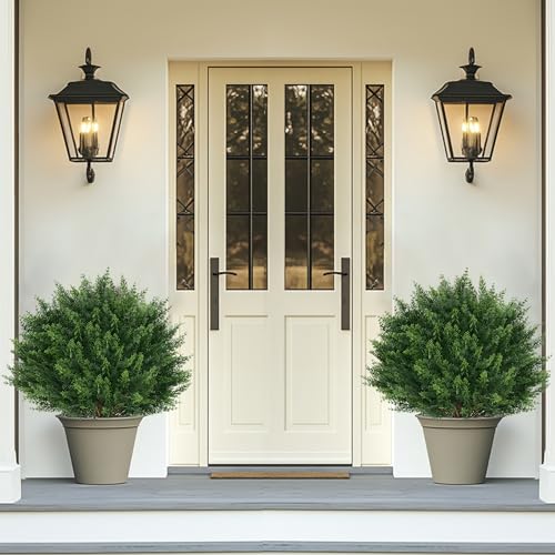 24-Inch Artificial Cypress Topiary Plants, UV-Resistant Set of 2