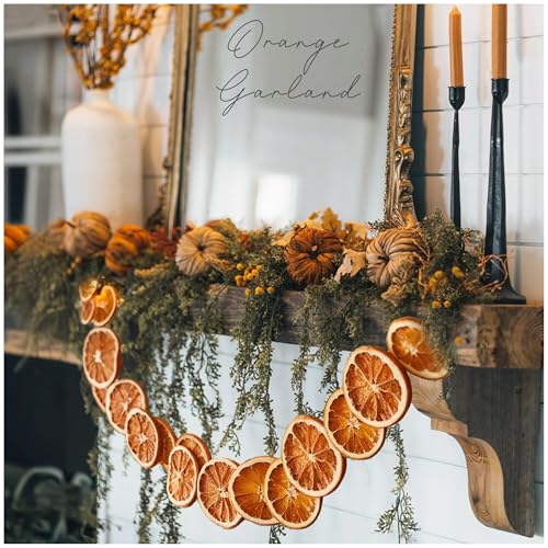 10 Ft Dried Orange Slice Garland for Christmas Decor, Rustic Holiday Wreath