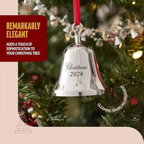 2024 Silver Christmas Bell Ornament - Engraved Nickel-Plated Holiday Decor