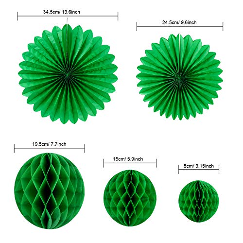 Konsait Christmas Paper Honeycomb Balls & Fans Kit – 30pc Red Green White Party Decor
