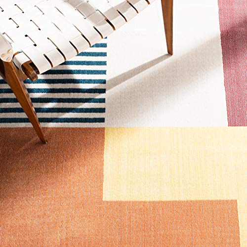 SAFAVIEH Orwell Collection Accent Rug - 2'2" x 5', Rust & Yellow, Mid-Century Modern Abstract Design, Non-Shedding & Easy Care, Ideal for High Traffic Areas in Entryway, Living Room, Bedroom (ORW368P)
