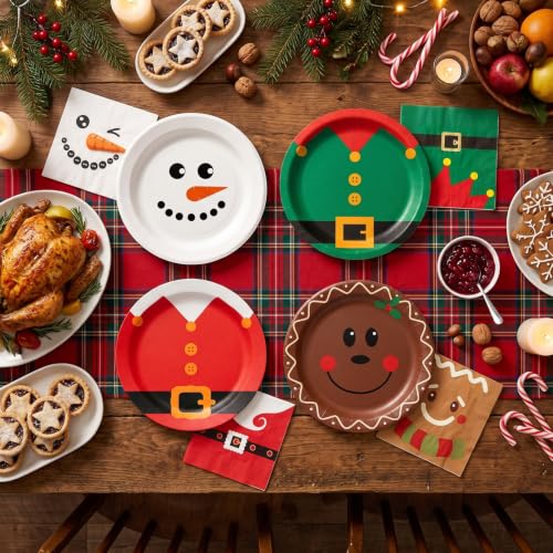 Funhax Christmas Plates and Napkins Party Supplies - 80 Pcs Holiday Tableware Sets