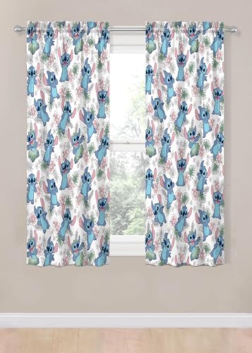 Lilo & Stitch Window Curtains for Kids Bedroom - 4-Piece Drape Set, 42" W x 63" L