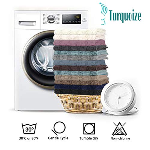 Turquoize Sage Green Chenille Bathroom Rug Runner, 47x17 Non-Slip Bath Mat
