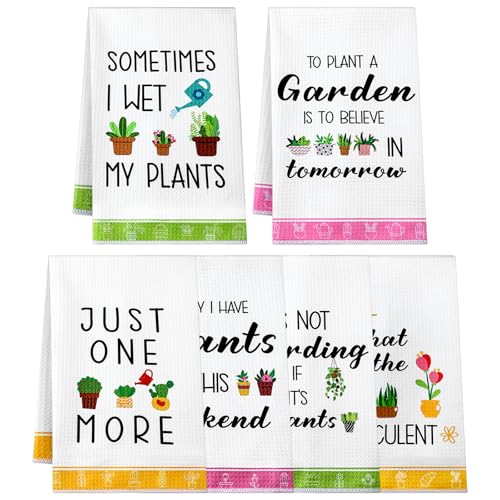 6-Pack Plant Lover Funny Kitchen Towels - 16x24in Microfiber Gift Set