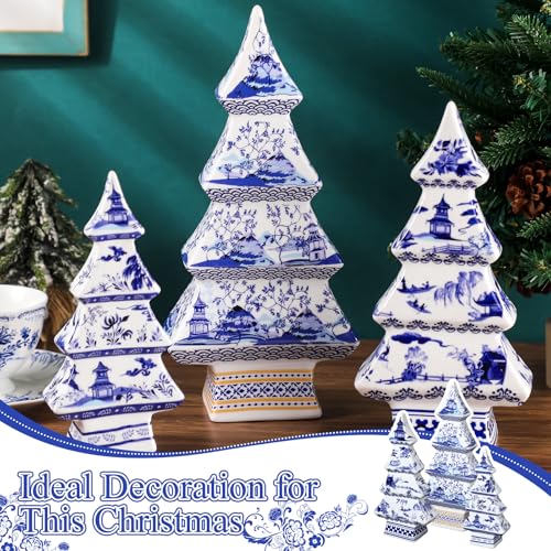 Bucherry 3 Pcs Chinoiserie Christmas Tree Set – 12" 10" 8" Classic Style