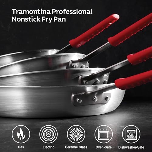 12-Inch Nonstick Frying Pan - Heavy-Gauge Aluminum Skillet with Red Grip