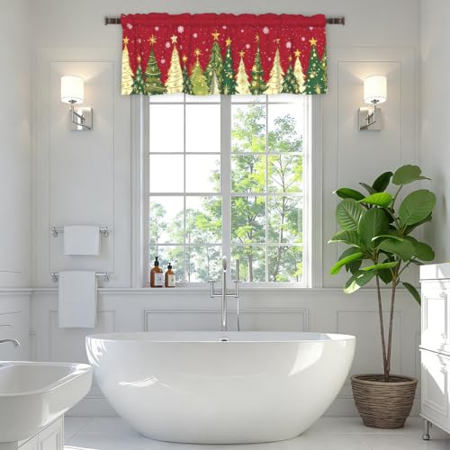Xmas Tree Valance for Windows 54x18 Inch - Pack of 1, Farmhouse Christmas Decor