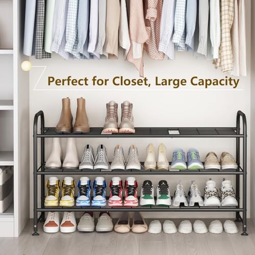 3-Tier Metal Shoe Rack Organizer - Spacious Storage for 20+ Pairs