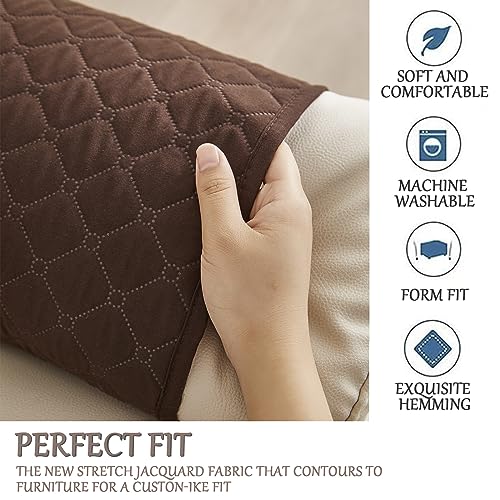 Quilted Polyester Recliner Armrest Cover Set with Pockets