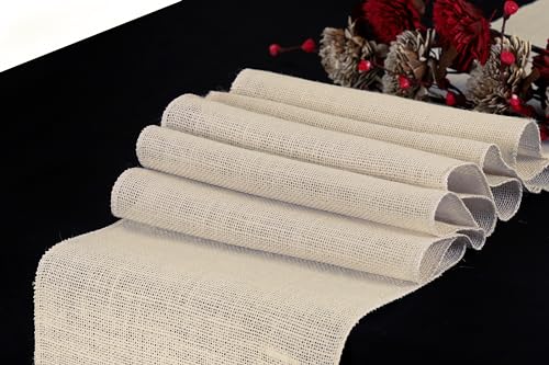 MDS Natural Burlap Table Runner 12 x 108 Inch Pack of 5 Beige Rustic Farmhouse Decor