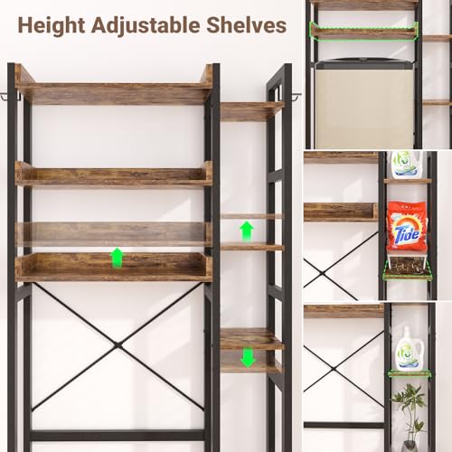 7-Tier Over The Toilet Storage Organizer with Drawers, Rustic Brown