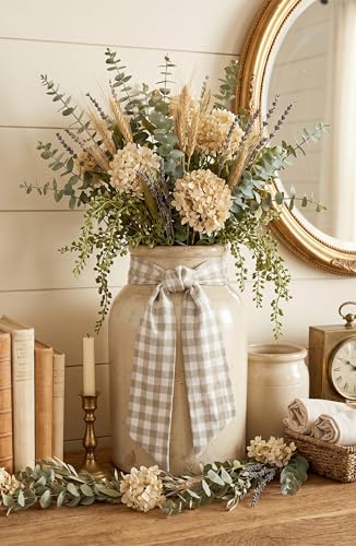 Brown Buffalo Check Wreath Sash 2-Pack - 5.12 x 54 Inch Farmhouse Plaid Ribbons