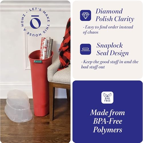 Holiday Gift Wrap Organizer 2-Pack Clear Plastic Storage Container