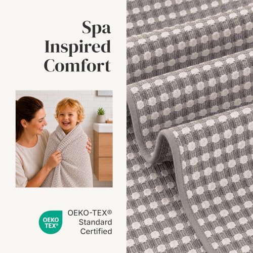 6-Piece Cotton Bath Towel Set – Ultra Soft 600 GSM Waffle Weave Towels