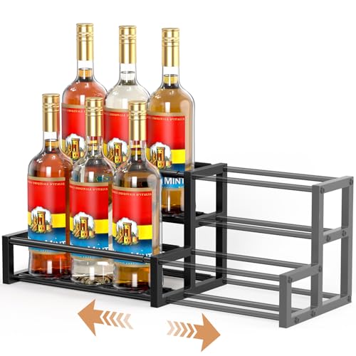 Expandable Coffee Syrup Organizer - Adjustable 6 to 12 Bottle Rack Stand
