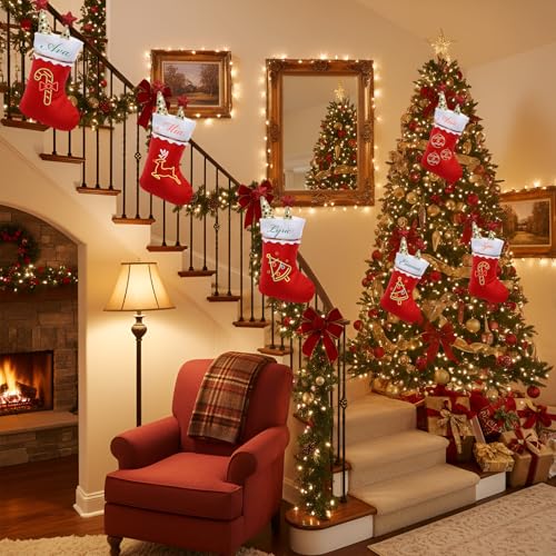 Shinymoon 200 Pcs Felt Christmas Stockings & Glitter Pens Set, Red, 8.27 x 5.91 inches