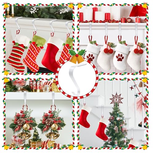 Non-Slip Christmas Stocking Holders for Mantel - Set of 4 Heavy Duty Hooks