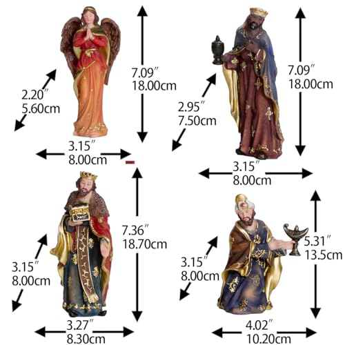 8 Inch Nativity Set Christmas Scene Figurines - 11 Piece Religious Decor