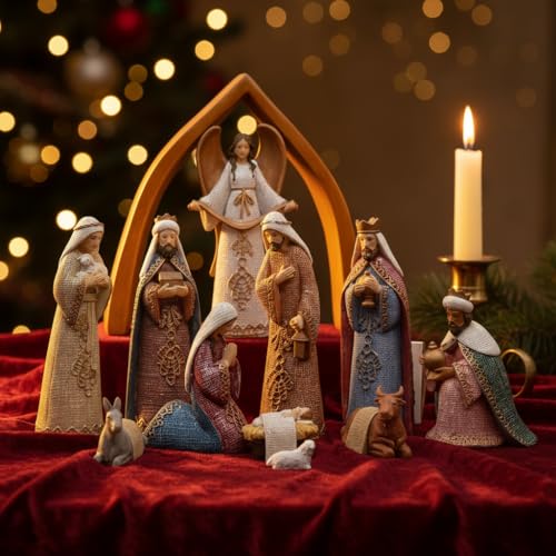 Holy Family Nativity Scene Figurine - 6 Inch Hand-Painted Resin Christmas Decor