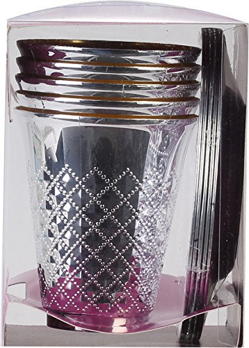 Disposable Diamond Kiddush Cups with Trays, 5.5oz - 5 Pack