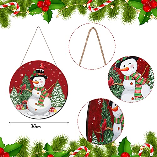 Chinco Christmas Snowman Door Decor - Rustic Wooden Wreath for Holiday Front Door