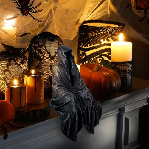 Gothic Black Robe Resin Statue, 5-Inch Creepy Figurine for Home Decor