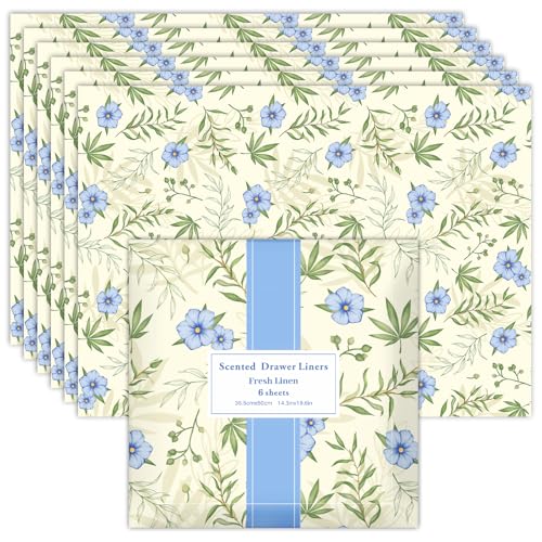 Fresh Linen Scented Drawer Liners - 6 Sheets (14.3 x 19.6 Inch)
