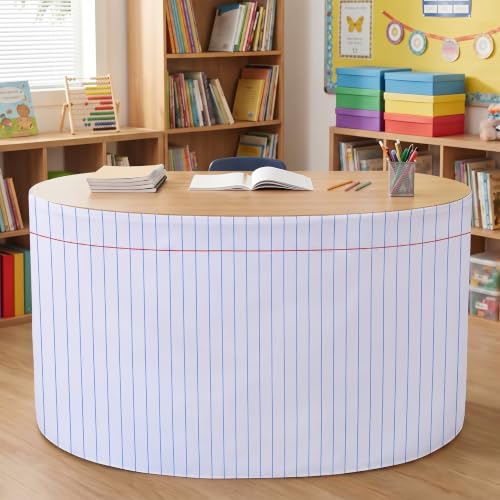Notebook Paper Design Table Skirt for Classroom Teacher Desk 6ft