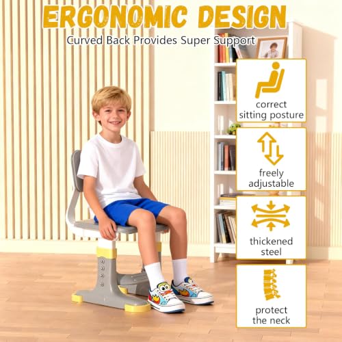 Height Adjustable Kids Study Desk and Ergonomic Chair Set with Storage