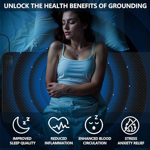 Grounding Mat for Bed - Tear-Resistant PU Leather, King Size (27"x78")