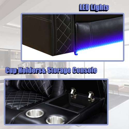 Power Reclining Sectional Sofa Set with LED Lights and Storage Console