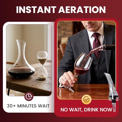 Wine Aerator Pourer Spout 2 Pack - Drip-Free Instant Aeration for Red & White Wines
