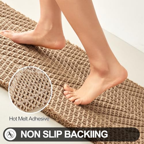 Sunfly Boho Waffle Bath Mat 20x30 Non-Slip Absorbent Khaki