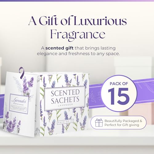 15-Pack Lavender Scented Sachets for Drawers and Closets