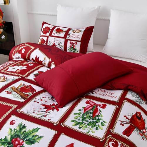 Luxudecor Christmas Red Pillowcases 20x28in (Pack of 2) – Envelope Closure, Microfiber