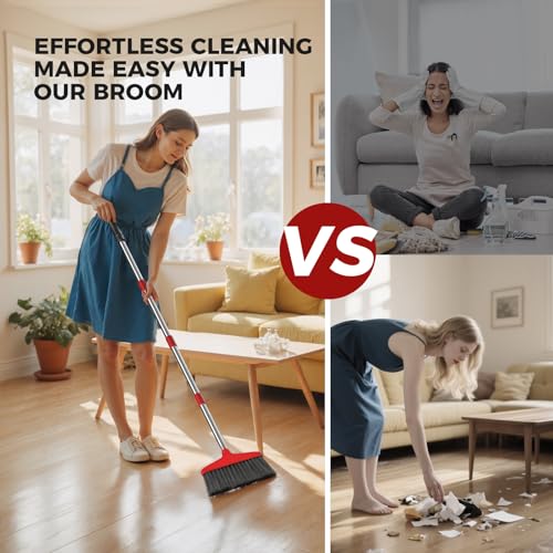 Heavy-Duty Indoor & Outdoor Broom with 48-Inch Stainless Steel Handle