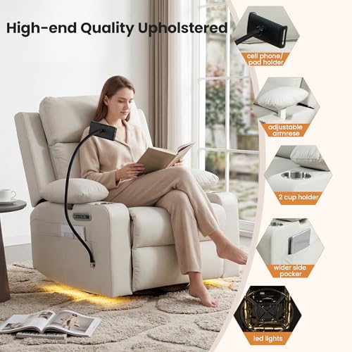 Electric Power Glider Rocking Chair with Lumbar Support and USB Charging