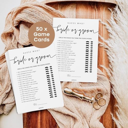 GardenCity Guess Who Bride or Groom? Bridal Shower Games for 50 Guests - Minimalist Design