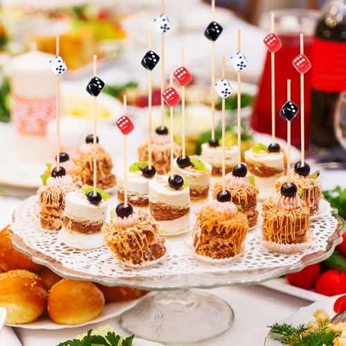 Dice Cocktail Picks - Casino Toothpicks 4.7 Inch Party Appetizer Skewers