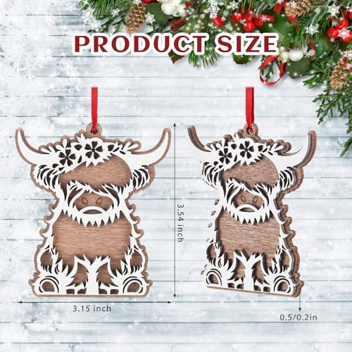 Highland Cow Christmas Ornament - Thyle Highland Cow Decor Gift for Cow Lovers