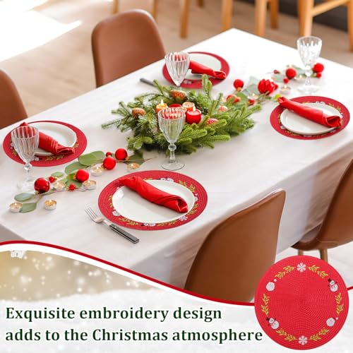 Remerry Santa Claus Christmas Placemats Set of 6 - Holiday Table Decor, Heat Resistant
