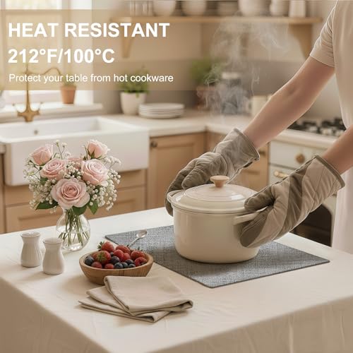 Faux Leather Heat Resistant Placemats 6-Pack, Waterproof Dining Table Mats