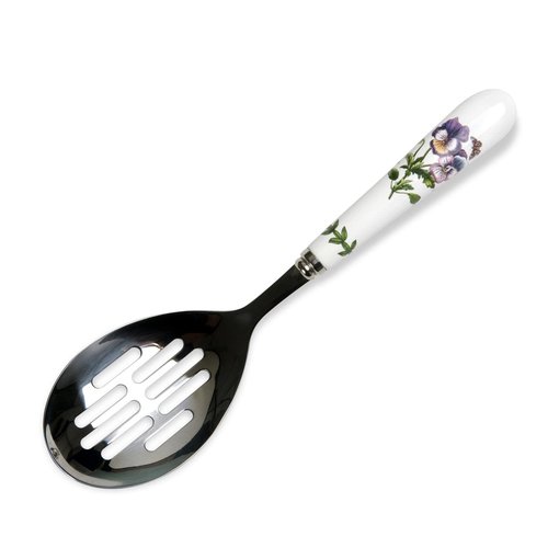 Portmeirion Botanic Garden 10" Slotted Spoon, Pansy Motif - Porcelain Handle & Stainless Steel, Chip-Resistant Glaze - Ideal for Home Gatherings & Intimate Dining, Must-Have Kitchen Tools