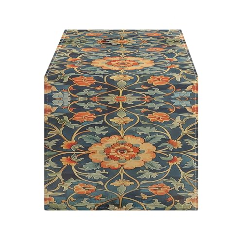 OYIMUA Boho Floral Summer Table Runner 13 x 72 Inches Orange & Green
