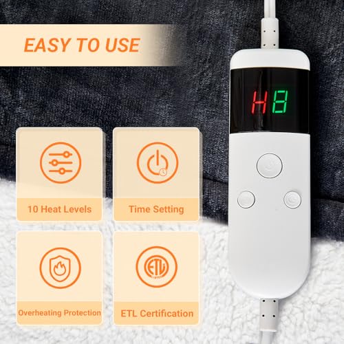 Heated Electric Blanket, Soft Flannel Sherpa 72"x84"
