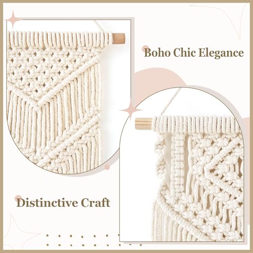 Small Macrame Wall Hanging Set of 2 - Woven Boho Tapestry Art Decor