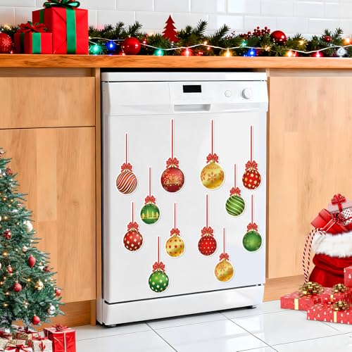 Colorful Christmas Dishwasher Magnets Set - 12Pcs Holiday Fridge & Kitchen Decor