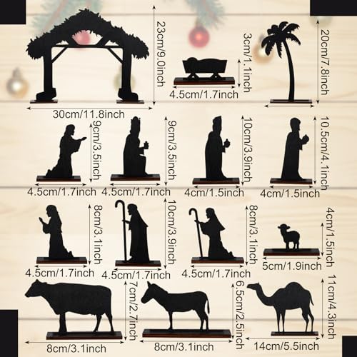 Colingmill 15-Piece Wooden Nativity Scene with Base – Christmas Village Decoration
